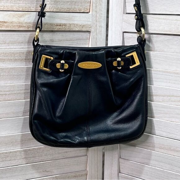 Brahmin Vintage Black Leather Crossbody Handbag Purse - Picture 1 of 14